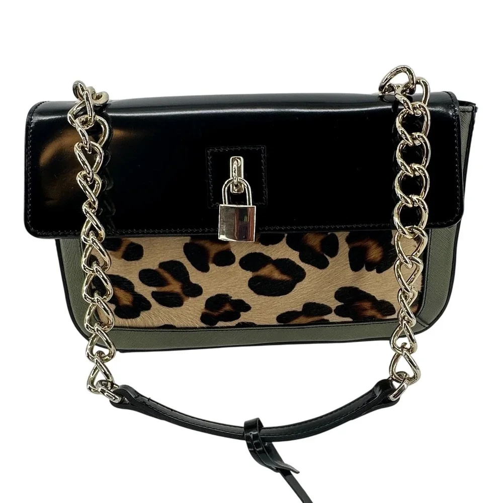 AB Asia Belluci Leopard Print‎ Faux Fur Italian Crossbody Bag Edgy Glam Evening